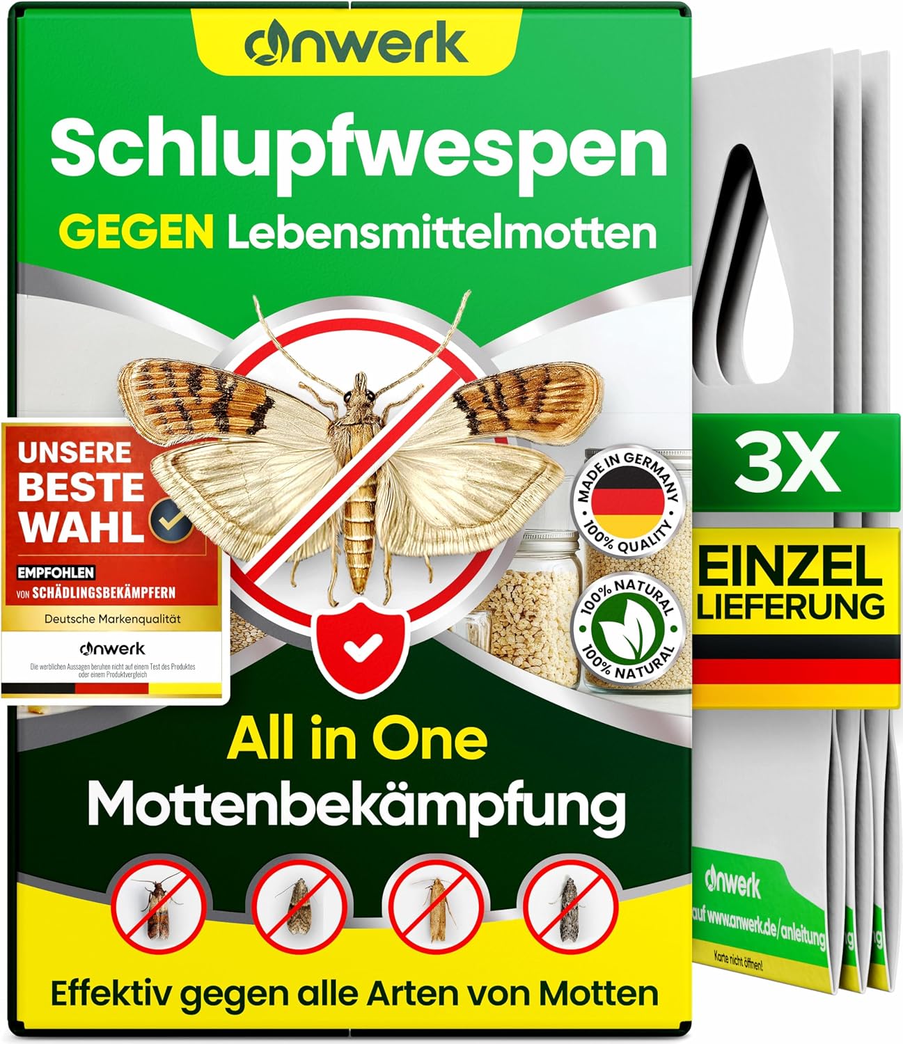 anwerk Schlupfwespen gegen Lebensmittelmotten 4 Karten á1 Lieferung