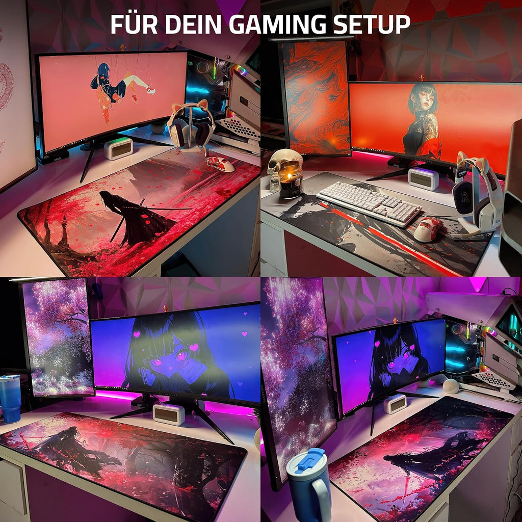 Gaming Mauspad XXL 900x400 mm Anime wasserabweisend vernaehte Kanten