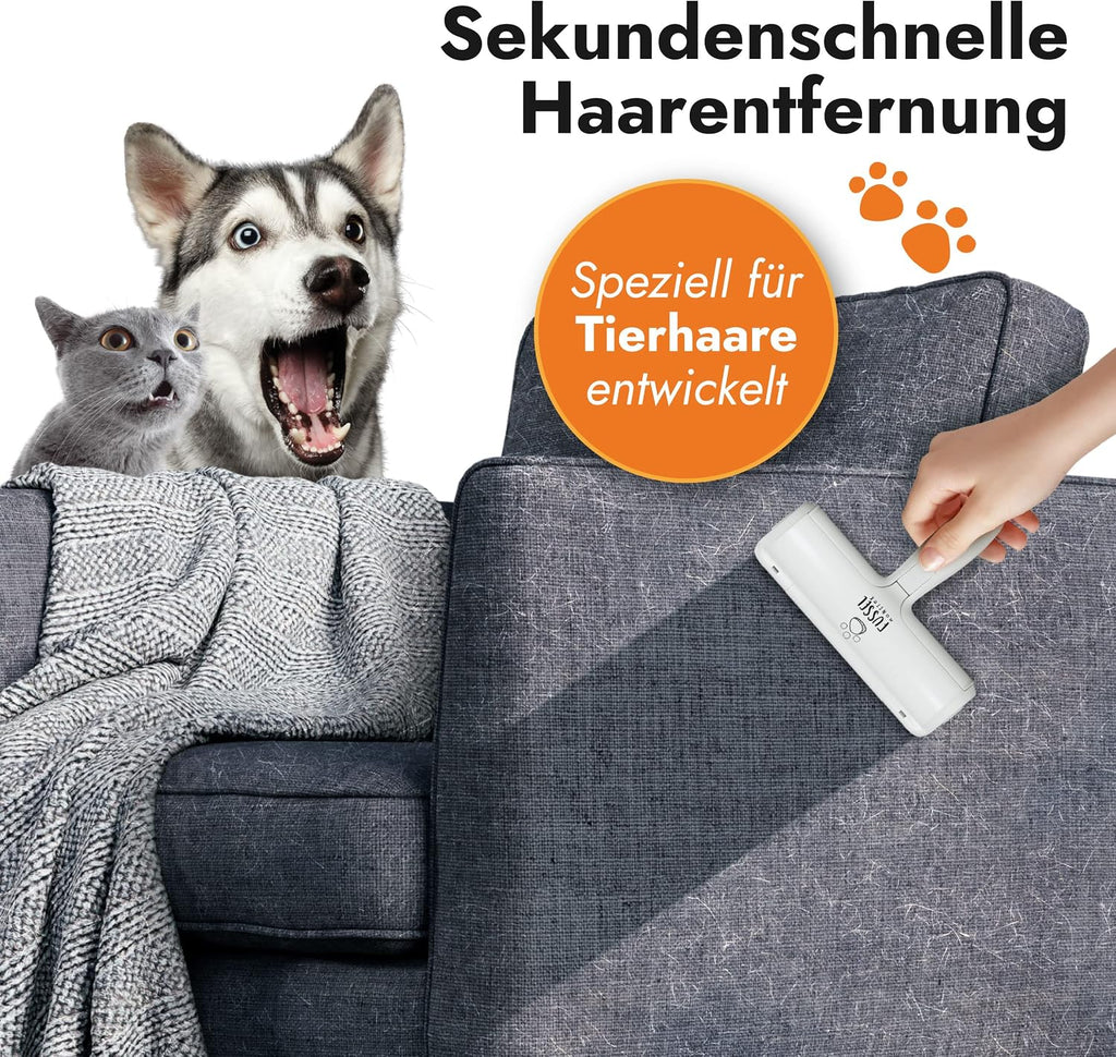 FusselMonster Tierhaarentferner mit Sammelkammer fuer Sofa, Teppich, Bett und Auto
