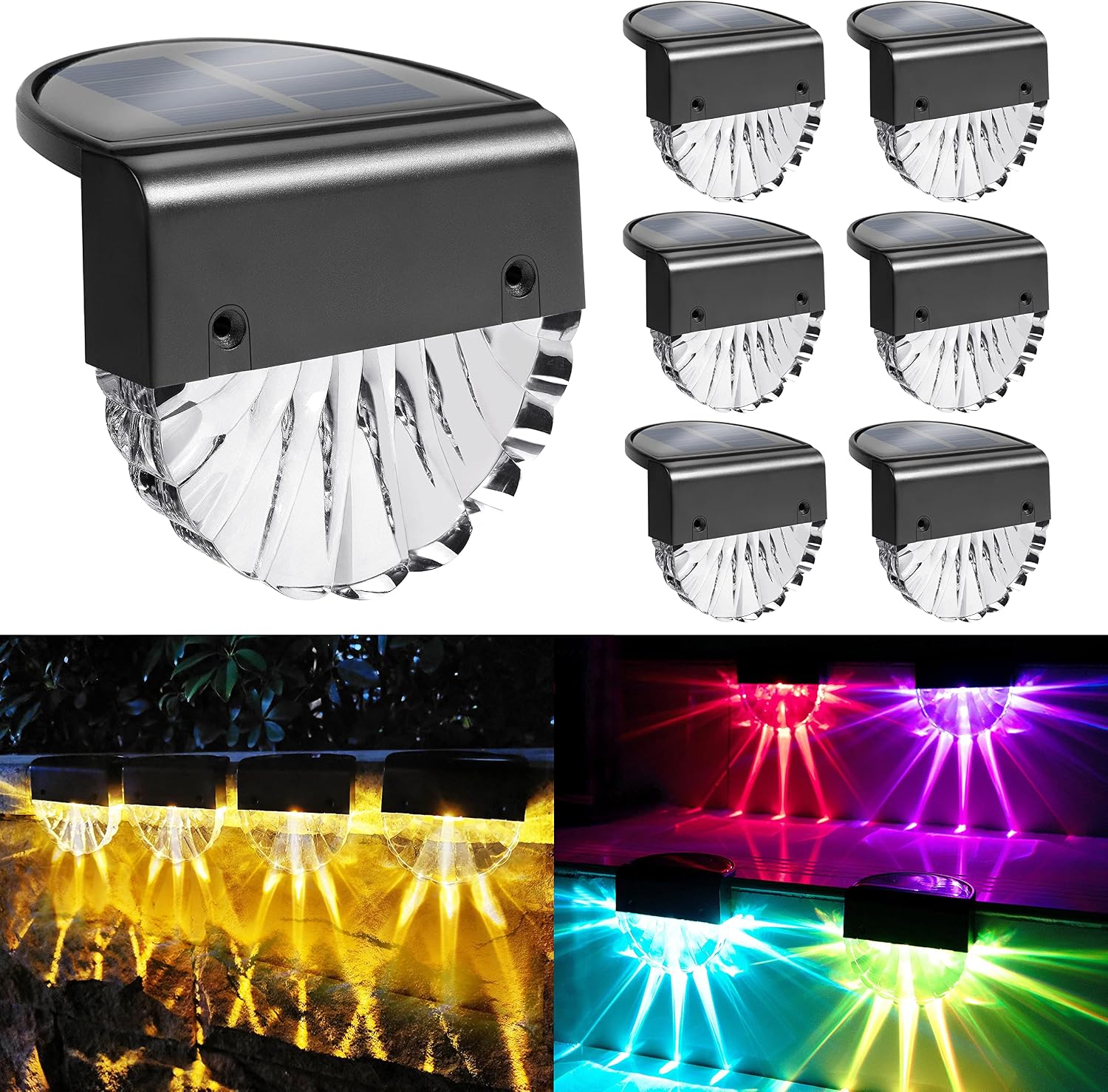 YOFIG Solar Gartenleuchten 4er Set wasserdicht LED Terrasse Stufen 2 Modi