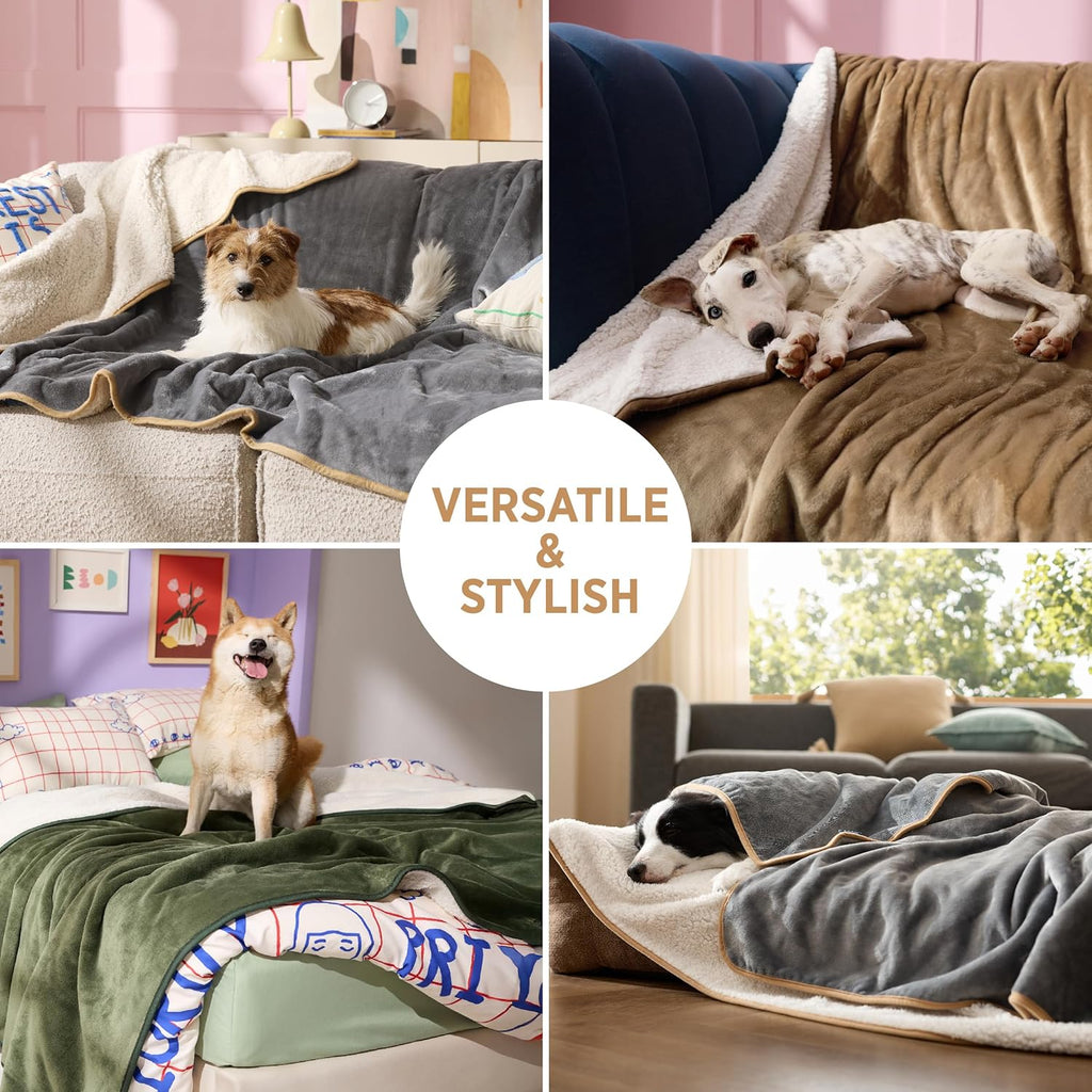 LE SURE Hundedecke 100x80 cm wasserdicht Sherpa Fleece Grau