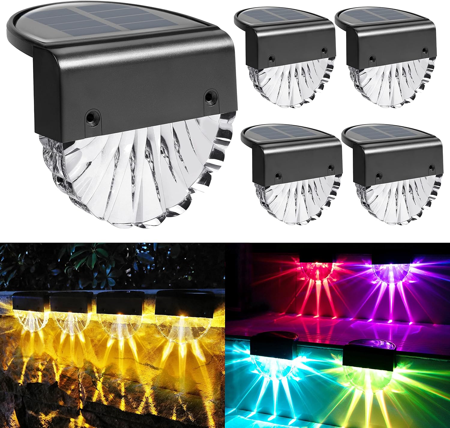 YOFIG Solar Gartenleuchten 4er Set wasserdicht LED Terrasse Stufen 2 Modi