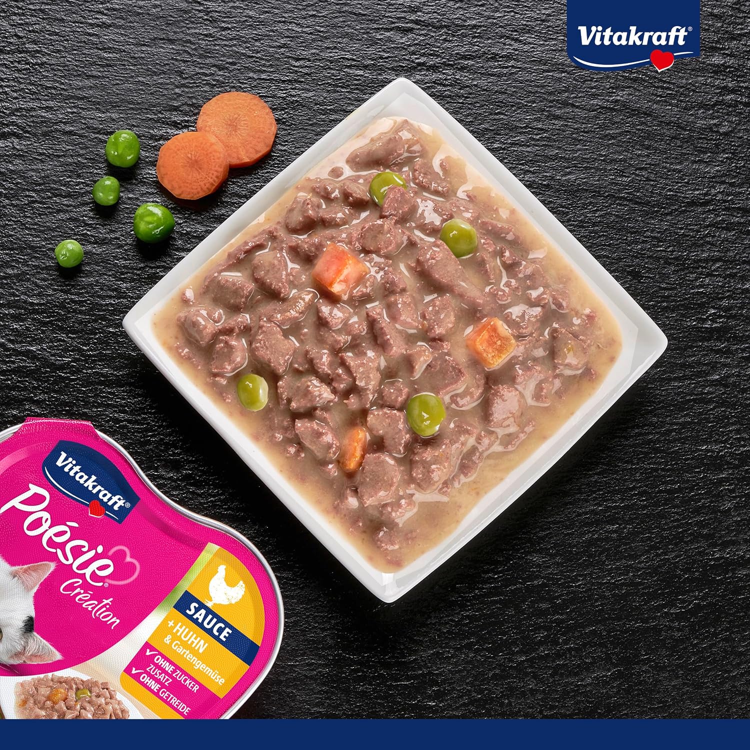 Vitakraft Poésie Création Katzen Nassfutter Sauce Huhn mit Gartengemuese 15x85g
