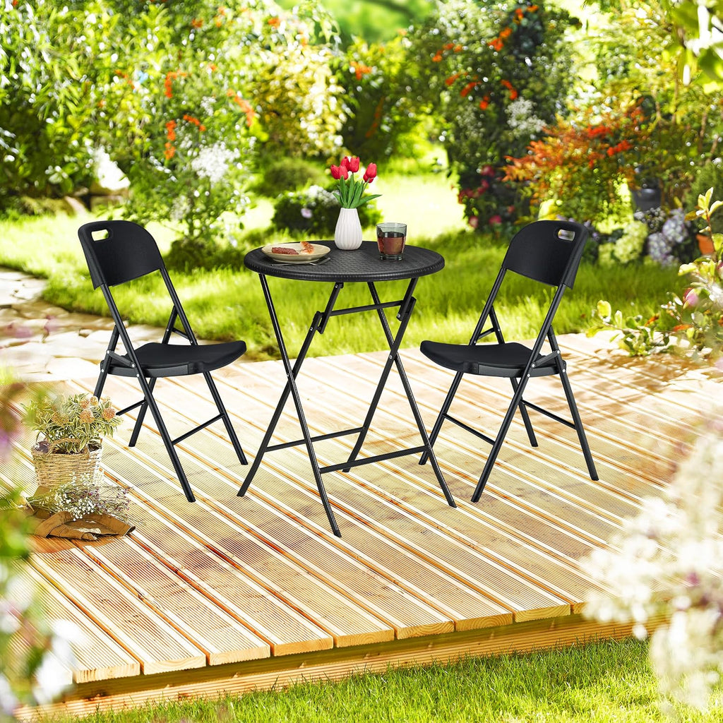 Relaxdays Klappstuhl 2er Set Gartenstuhl Balkonstuhl klappbar wetterfest schwarz