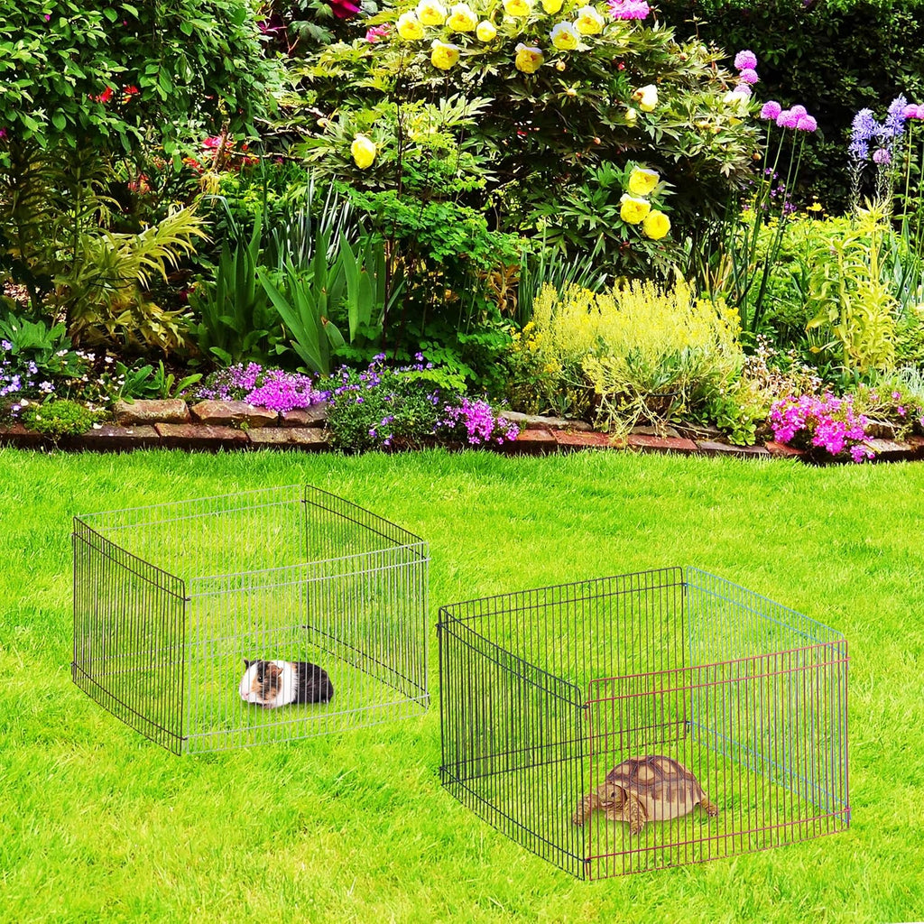 Relaxdays Kleintier Freilaufgehege 8 Elemente 24 cm Laufstall für Haustiere