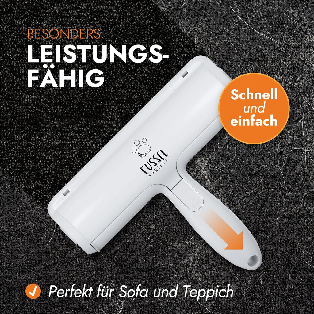 FusselMonster Tierhaarentferner mit Sammelkammer fuer Sofa, Teppich, Bett und Auto