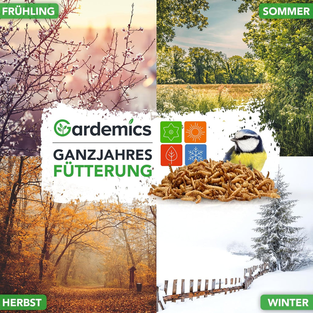 Gardemics Mehlwuermer getrocknet Insektenfutter fuer Voegel Fische Reptili