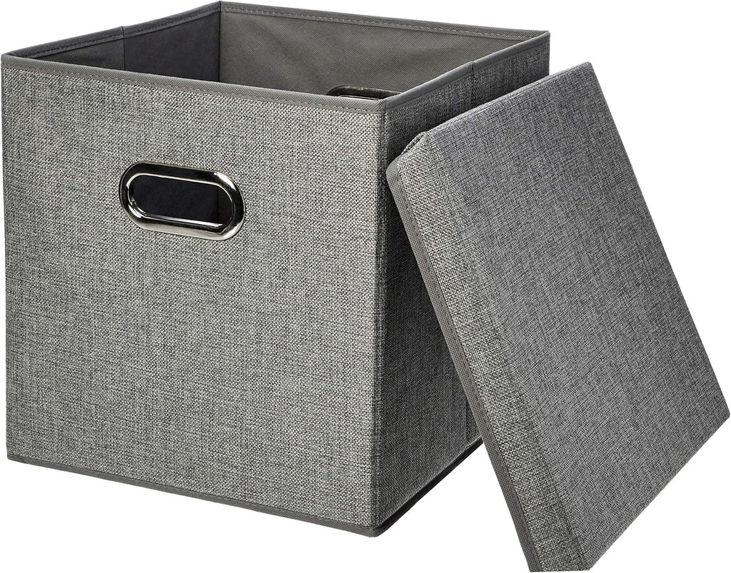 Amazon Basics Aufbewahrungswuerfel Sackleinen faltbar Grau 2er Set