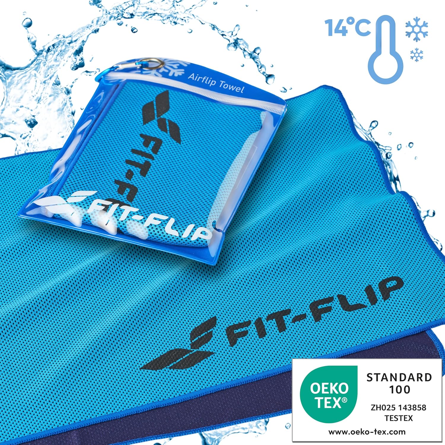 Fit-Flip Airflip Kuehltuch Mikrofaser 100x30 cm blau 100cm-120cm