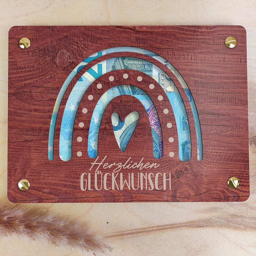 Laptop Geldgeschenk aus Holz XL mit Staender Geschenkidee fuer Technikfans