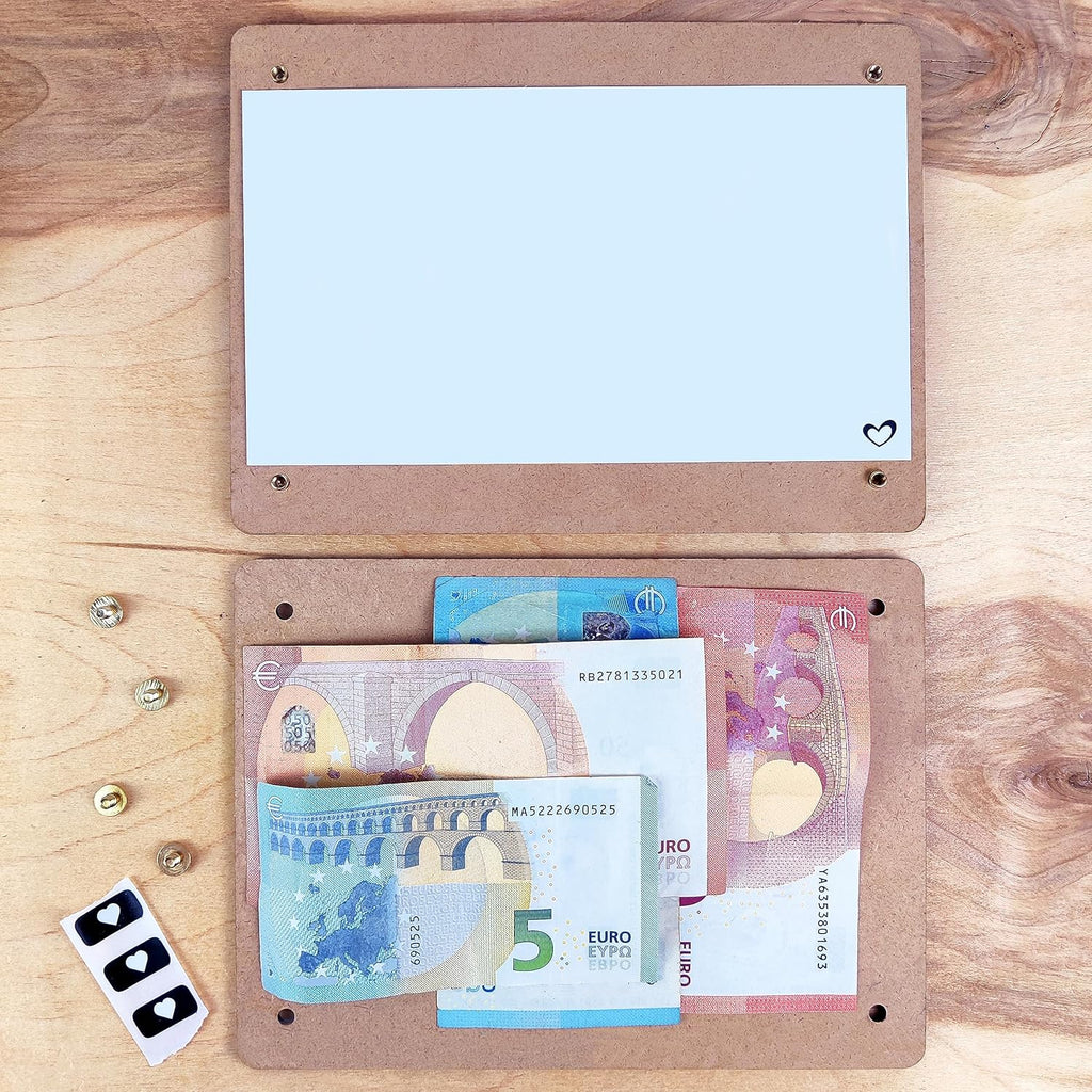 Laptop Geldgeschenk aus Holz XL mit Staender Geschenkidee fuer Technikfans