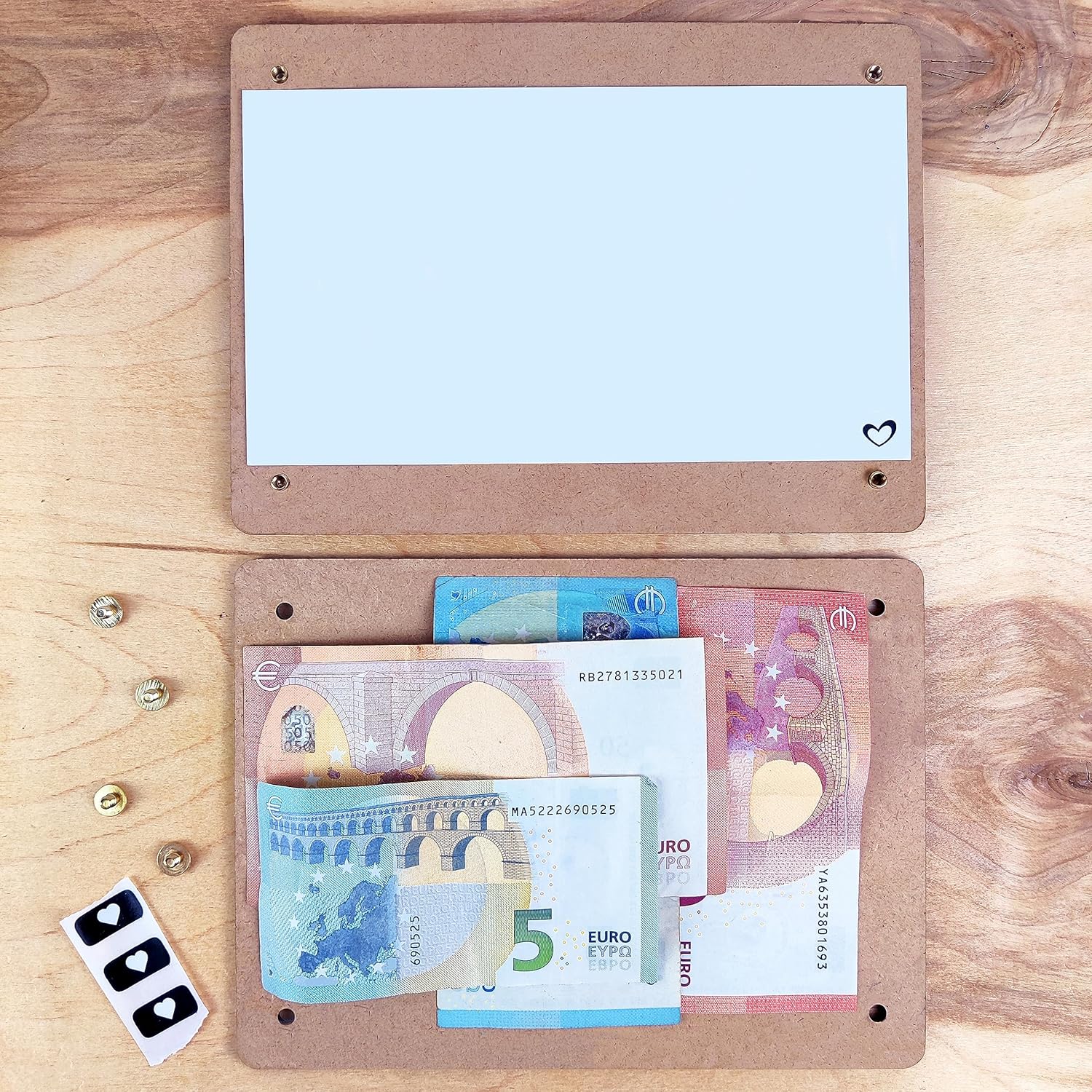 Laptop Geldgeschenk aus Holz XL mit Staender Geschenkidee fuer Technikfans