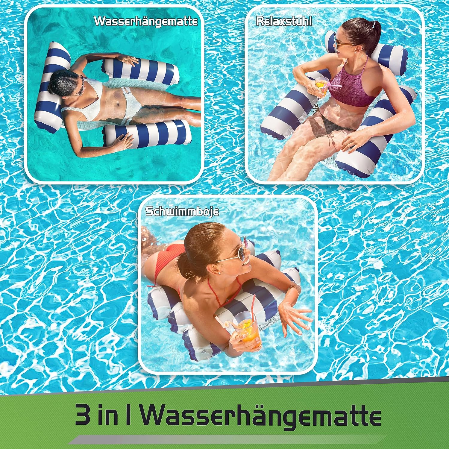 Balinco aufblasbarer Poolsessel mit Rueckenlehne und Armlehnen, Wasserstuhl