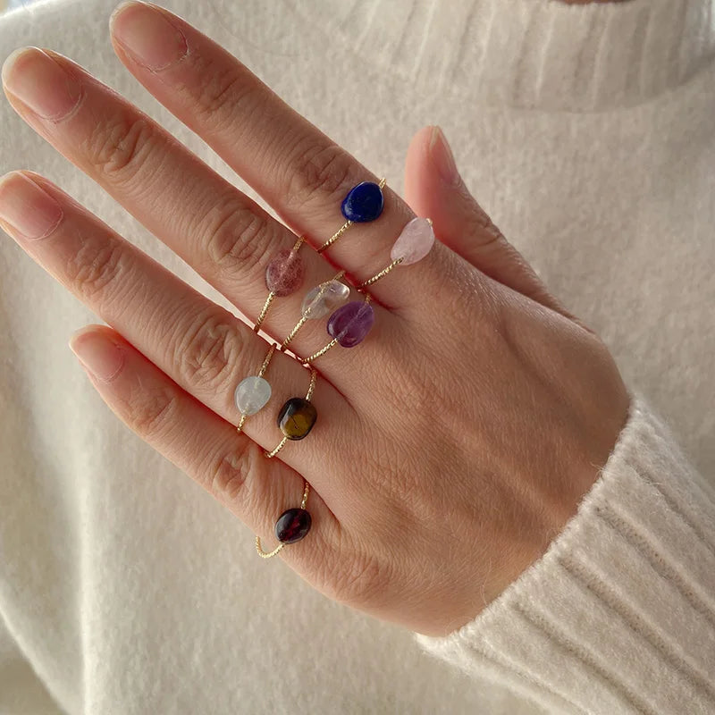 Damen Naturstein Ring – Edelstein, Cocktailring, Modeschmuck, Geschenk
