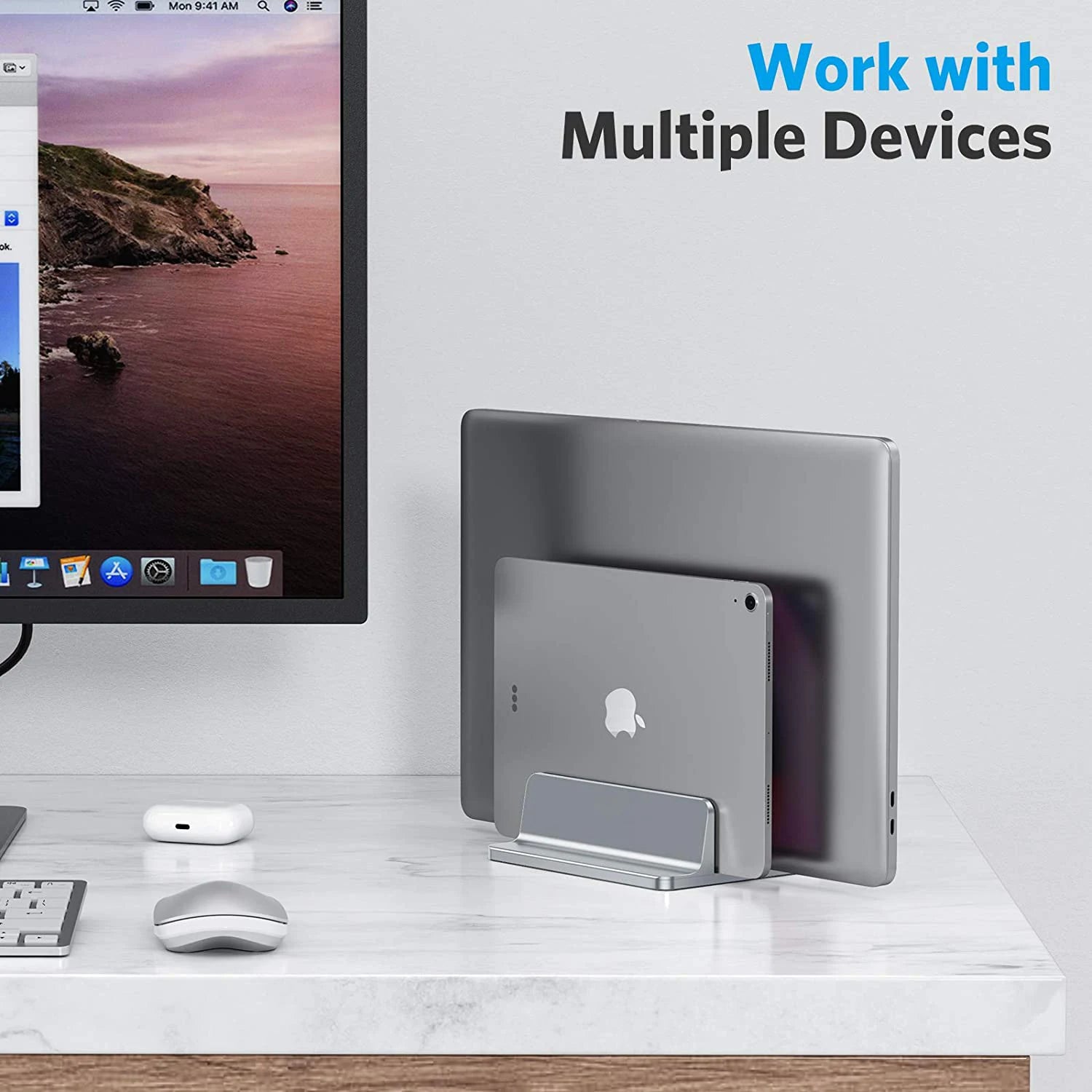 Aluminium Laptop-Ständer – Vertikal, Höhenverstellbar für MacBook & Notebooks