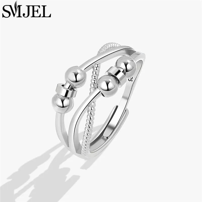 Punk Anti-Stress Spinner Ring – Verstellbar, Perlen, für Paare