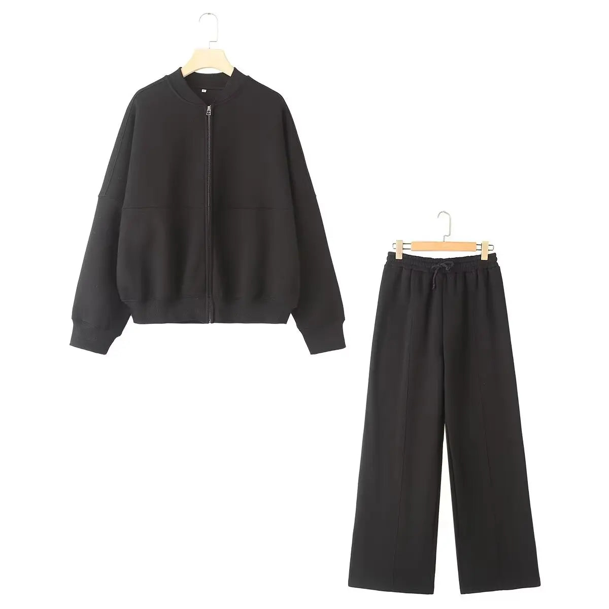 Damen 2-teiliges Set – Bomberjacke mit Reißverschluss & Weite Hose, Streetwear