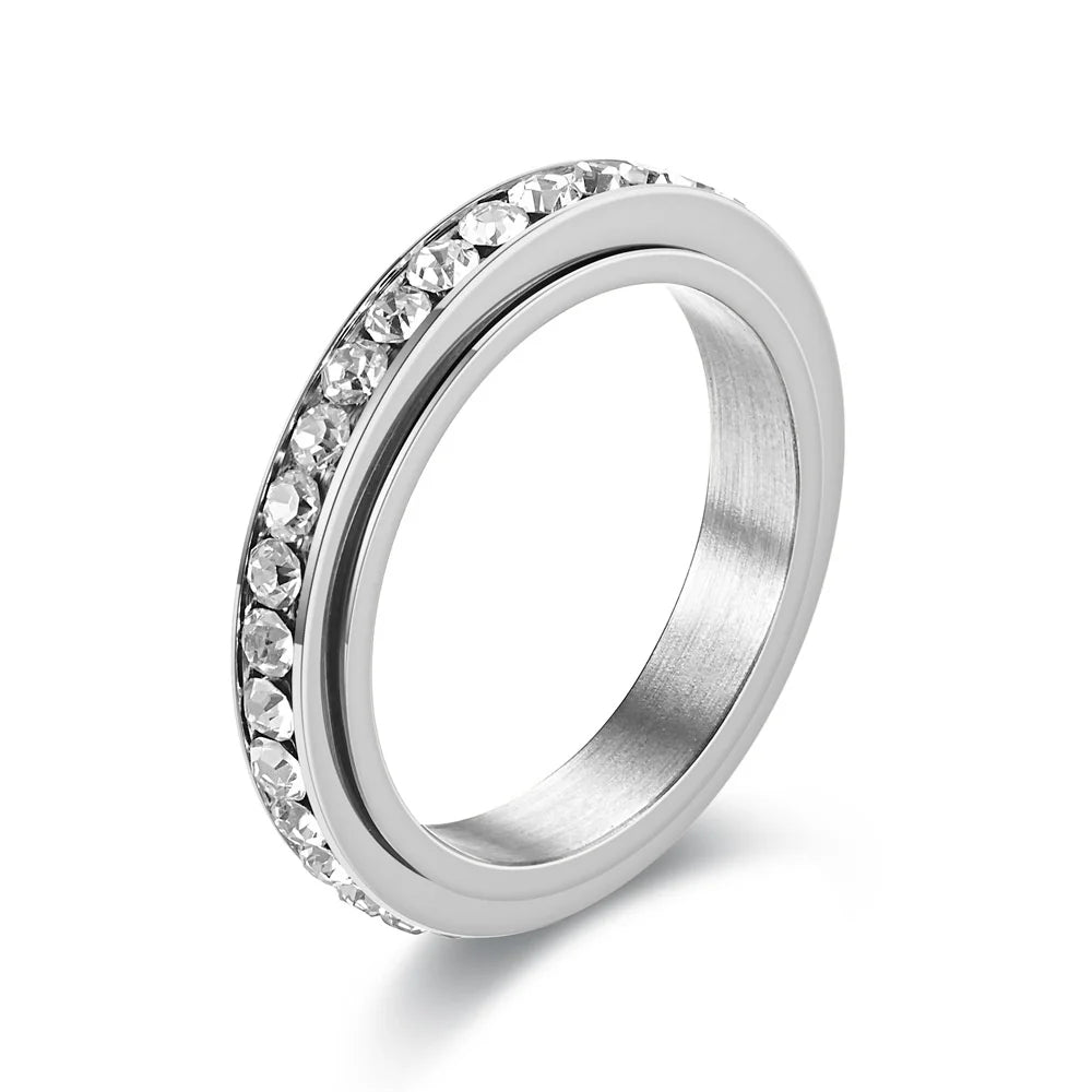 Anti-Stress Spinner Ring für Damen – 4mm, Edelstahl, Gold & Silber, Zirkonia