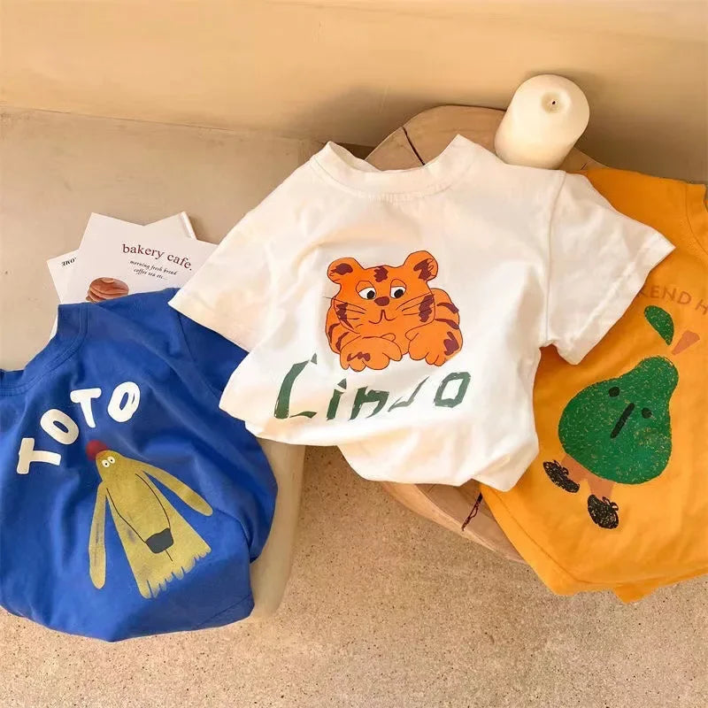 Kids T-shirt Summer 2026 Tops for Boys Short-sleeve Girls Shirts Cartoon Children Blouse Baby Tees Toddler Outerwear Clothes