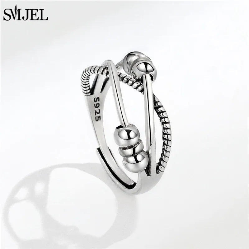 Punk Anti-Stress Spinner Ring – Verstellbar, Perlen, für Paare