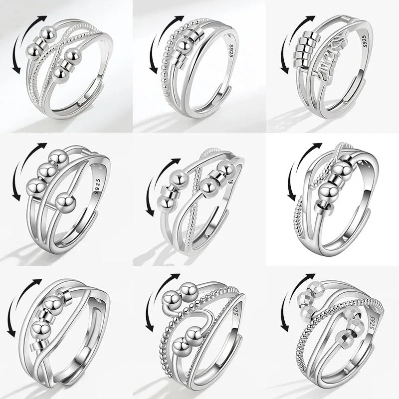 Punk Anti-Stress Spinner Ring – Verstellbar, Perlen, für Paare
