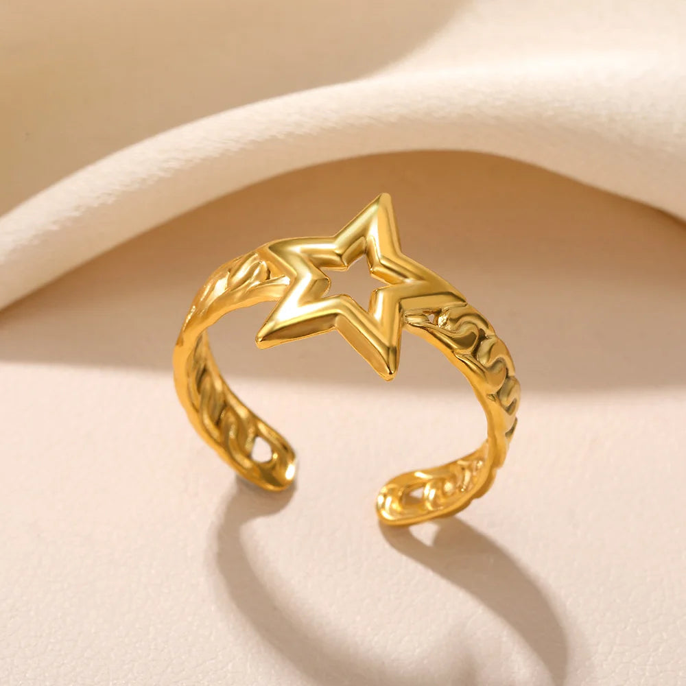 Edelstahl Ringe für Damen – 316L, Verstellbar, Muschel-Design