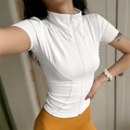 Damen Yoga Sport Top – Stehkragen, Reißverschluss, Slim Fit, Sommer