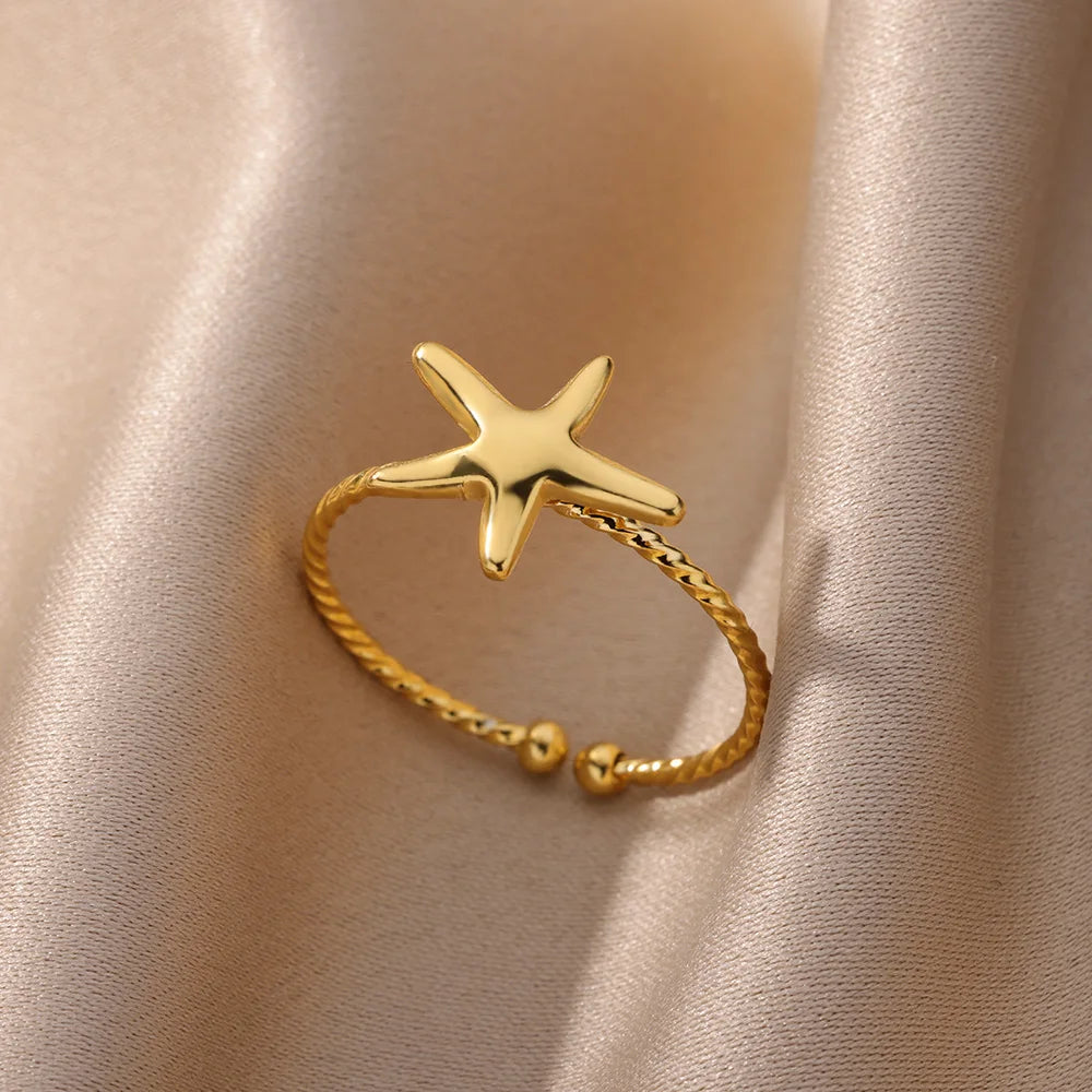 Edelstahl Ringe für Damen – 316L, Verstellbar, Muschel-Design