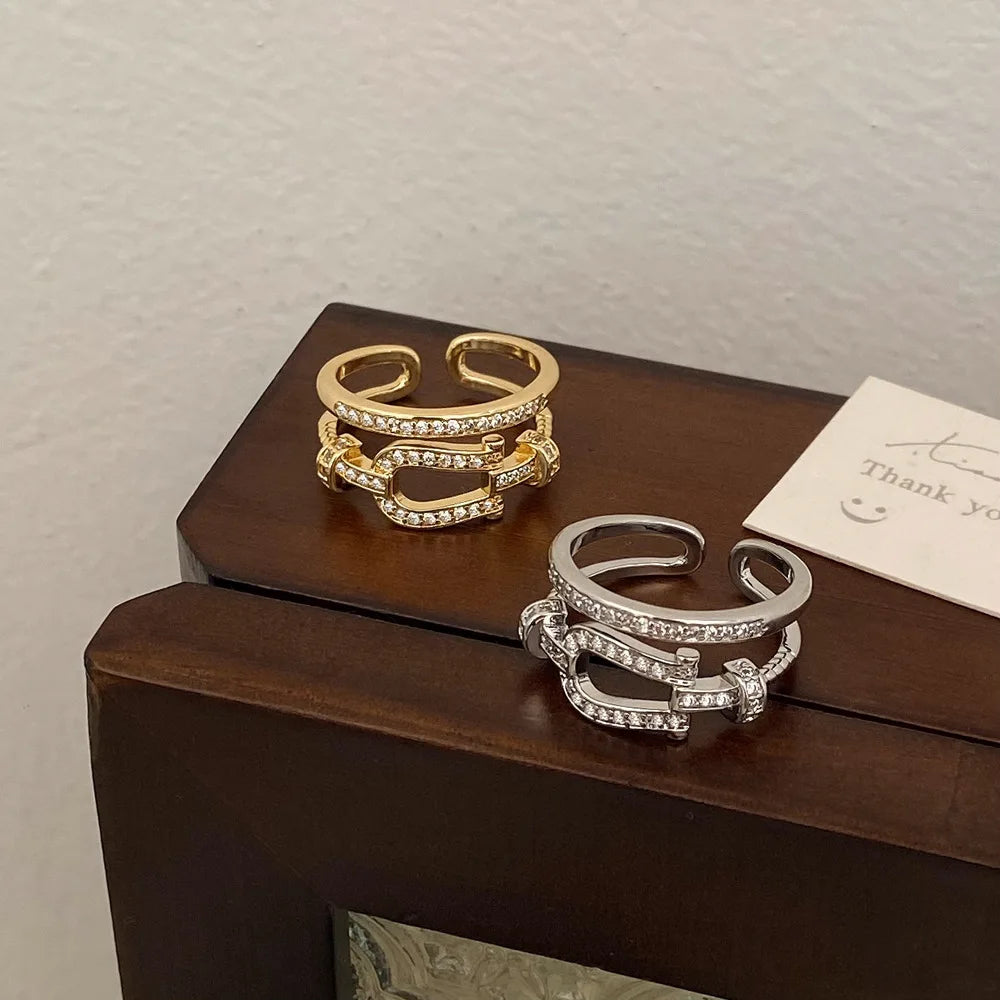 Korean Style Doppelring für Damen – Trendy, Zweischichtig, INS
