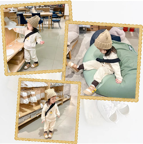 Fashion girls Toddler Baby Korea Clothing Fall Clothes Sets Baby Boys Set Kids Sports Bear Sweatshirt Pants 2Pcs 2 to 8 year