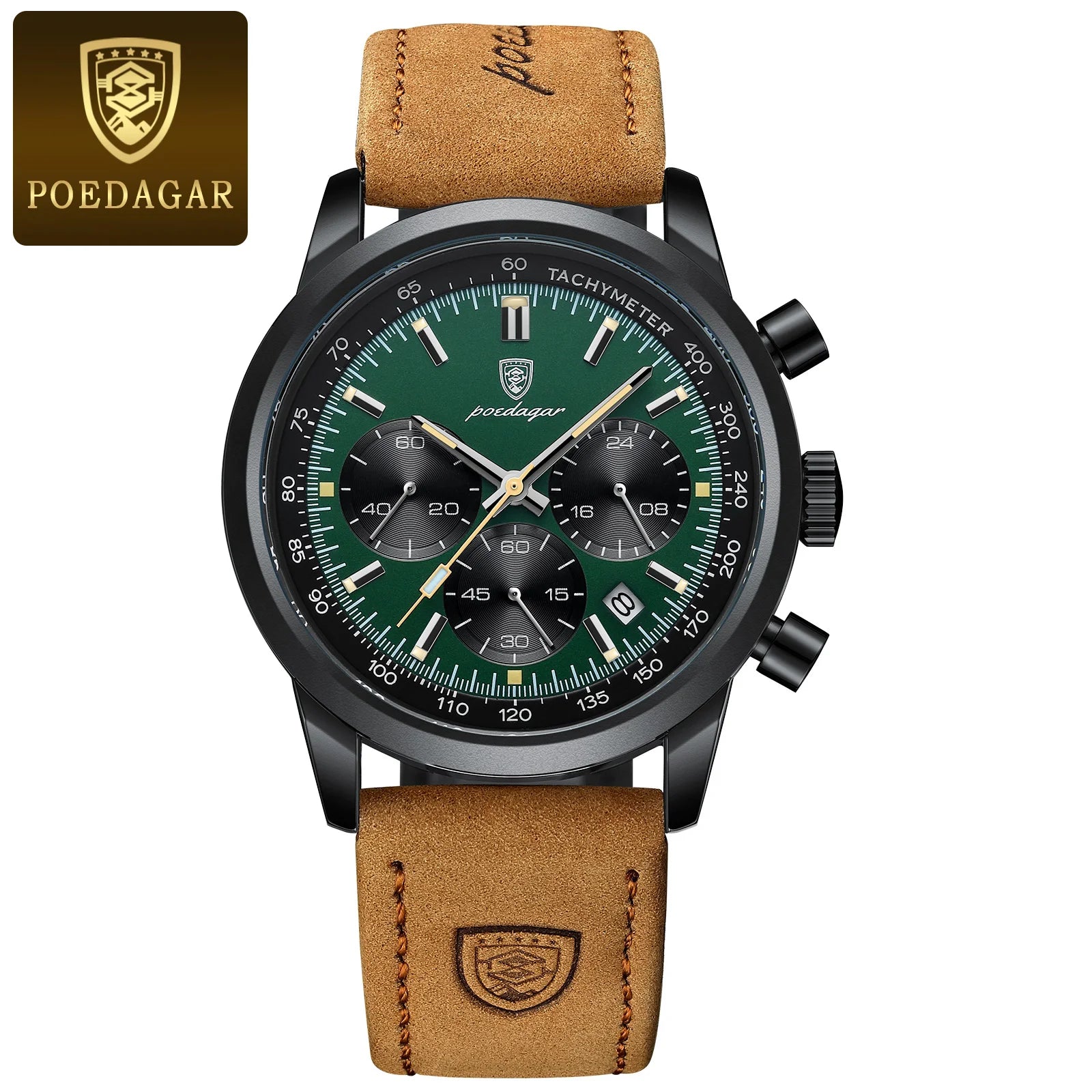 Herren-Chronograph Luxusuhr – Wasserdicht, Lederarmband, Quarz