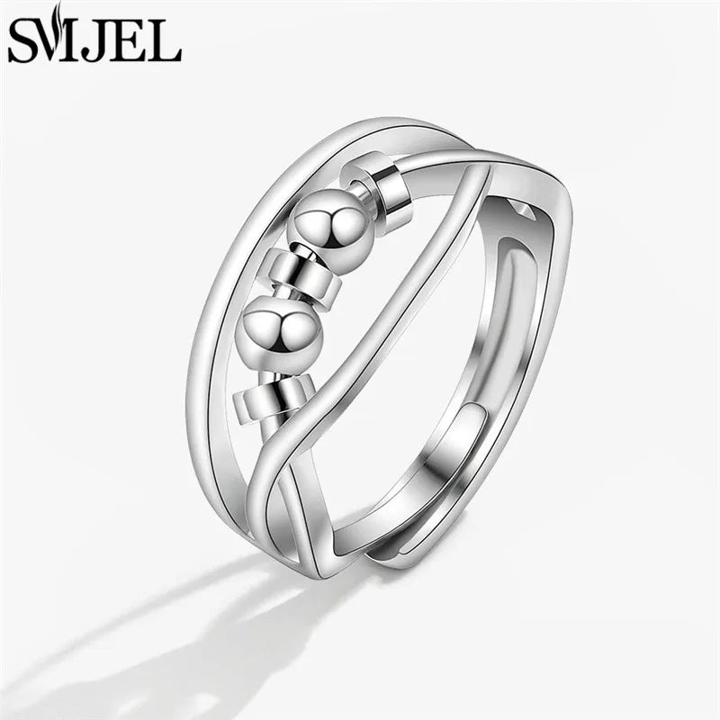 Punk Anti-Stress Spinner Ring – Verstellbar, Perlen, für Paare