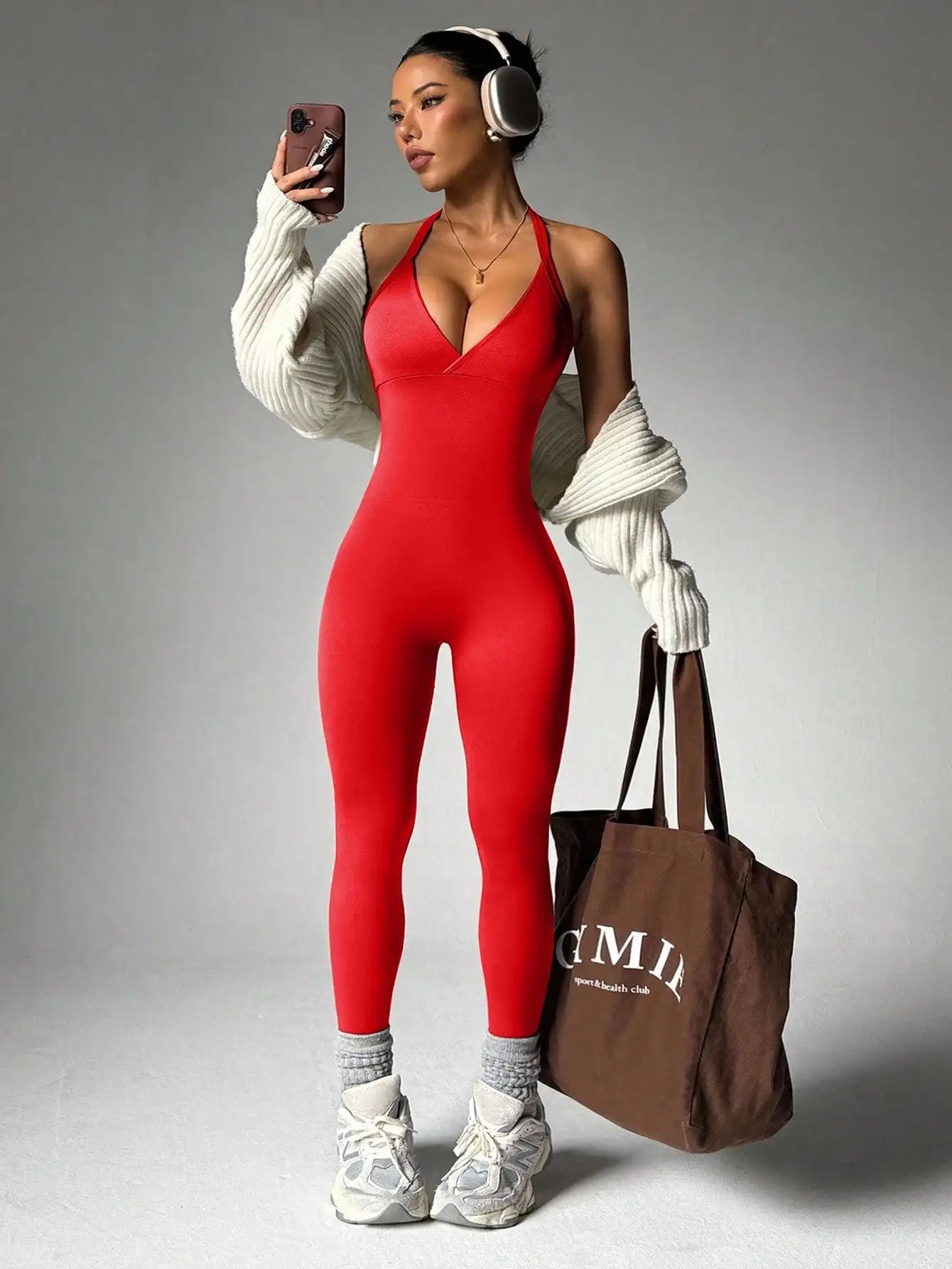 Solid Color High‑Elasticity Sports Set – Sleeveless Backless Yoga Top & Compression Leggings