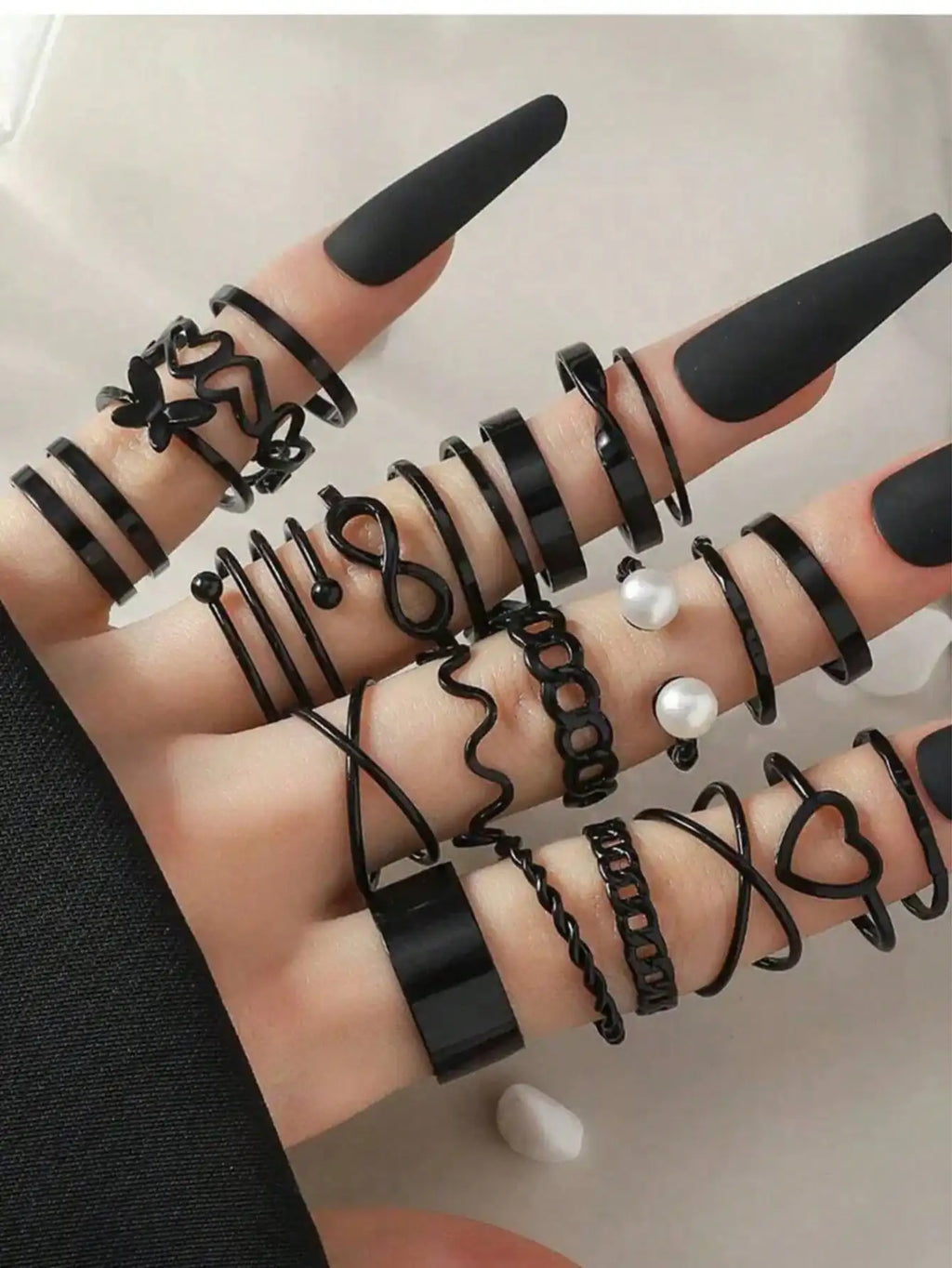 Damen Ring Set – Silber, Boho, Retro, Herz, Schmetterling, Geometrisch, Geschenk