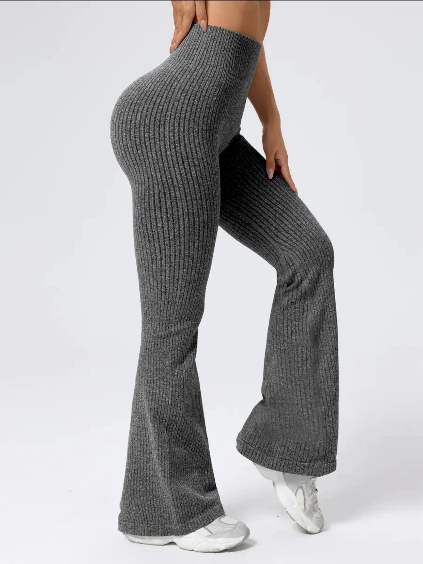 High‑Waist Stretch Bell‑Bottom Pants for Women – Slim Fit Workout & Casual Wear