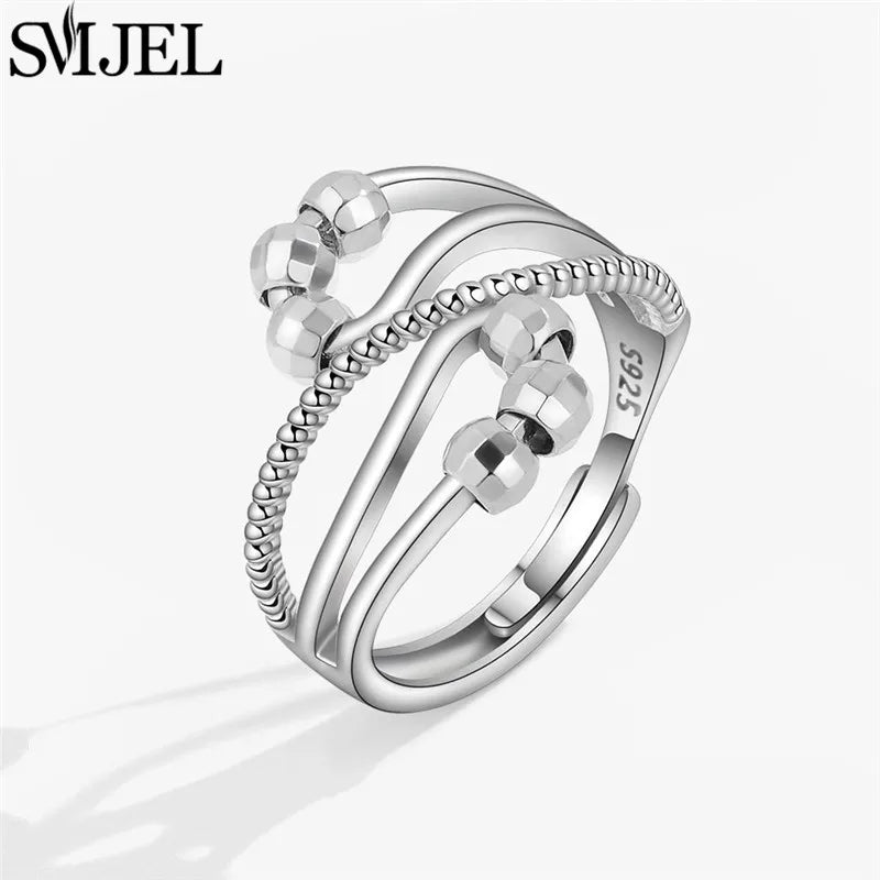 Punk Anti-Stress Spinner Ring – Verstellbar, Perlen, für Paare