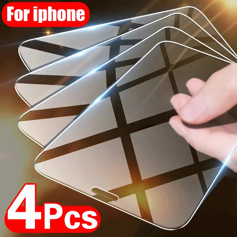 4er-Pack Panzerglas für iPhone – iPhone 6 bis 17 Pro Max, Displayschutz