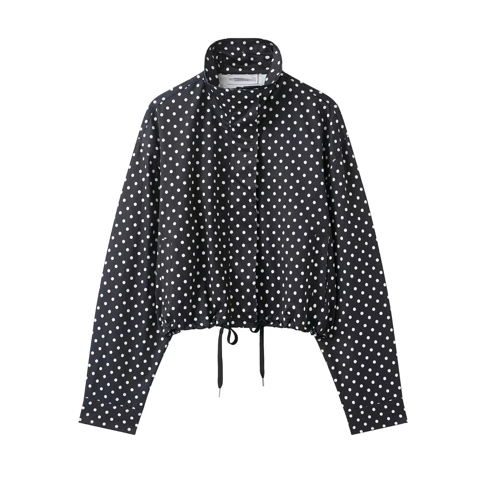 Damen Jacke – Polka Dot, Stehkragen, Einreihig, Schnürung, Streetwear