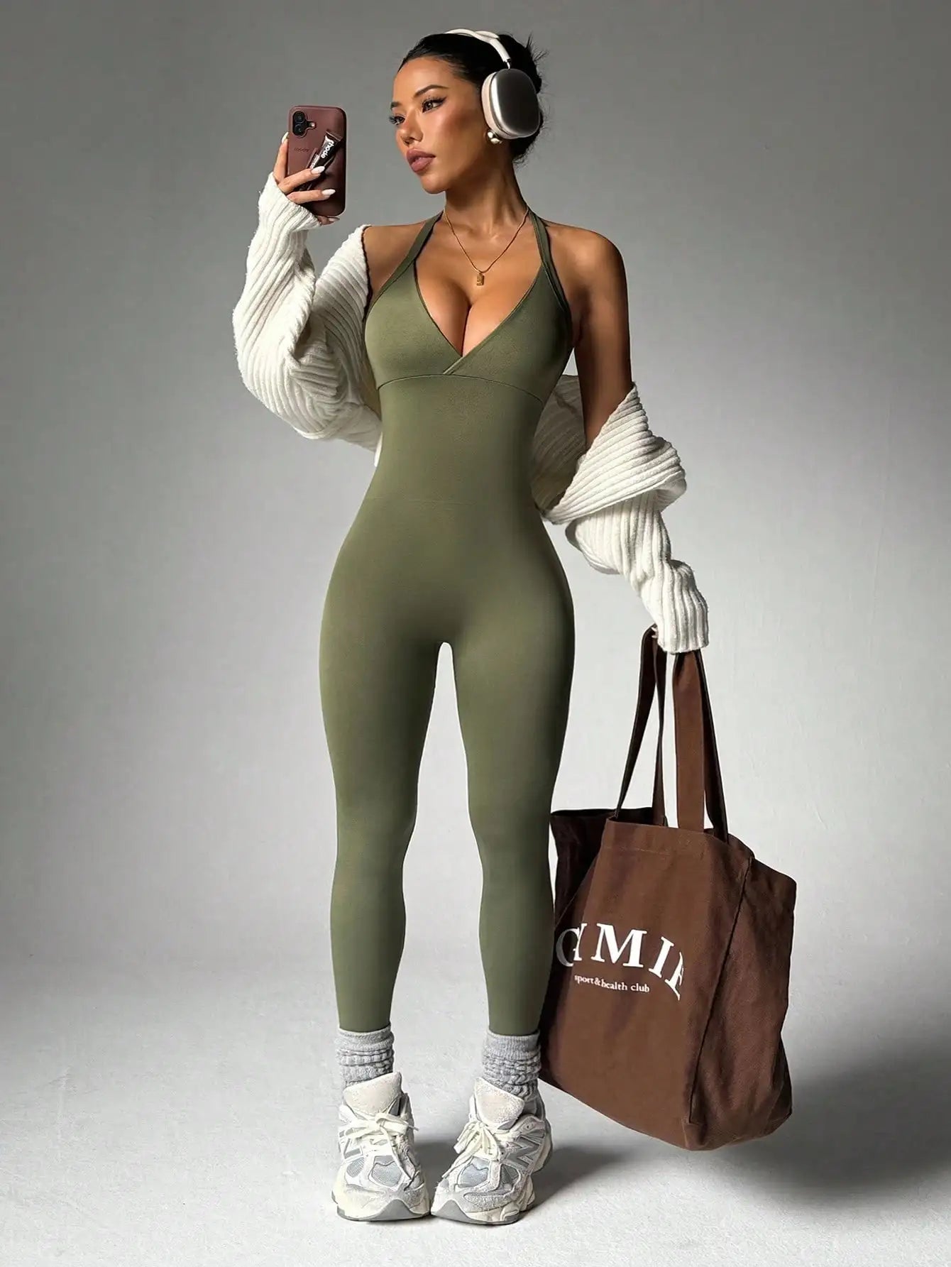 Solid Color High‑Elasticity Sports Set – Sleeveless Backless Yoga Top & Compression Leggings