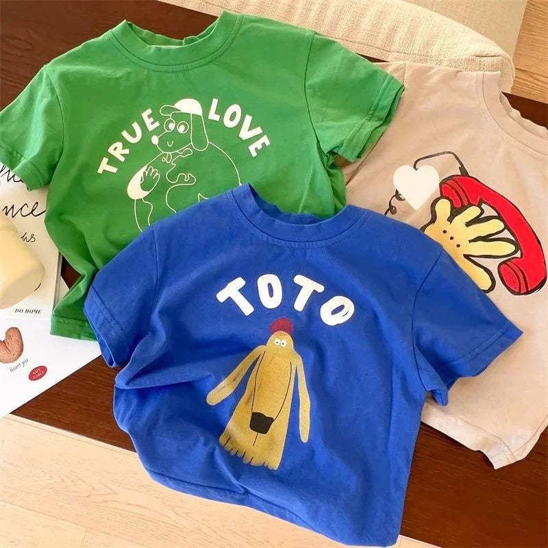 Kids T-shirt Summer 2026 Tops for Boys Short-sleeve Girls Shirts Cartoon Children Blouse Baby Tees Toddler Outerwear Clothes