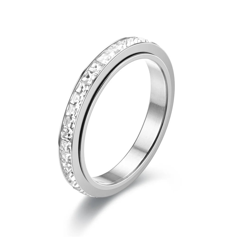 Anti-Stress Spinner Ring für Damen – 4mm, Edelstahl, Gold & Silber, Zirkonia