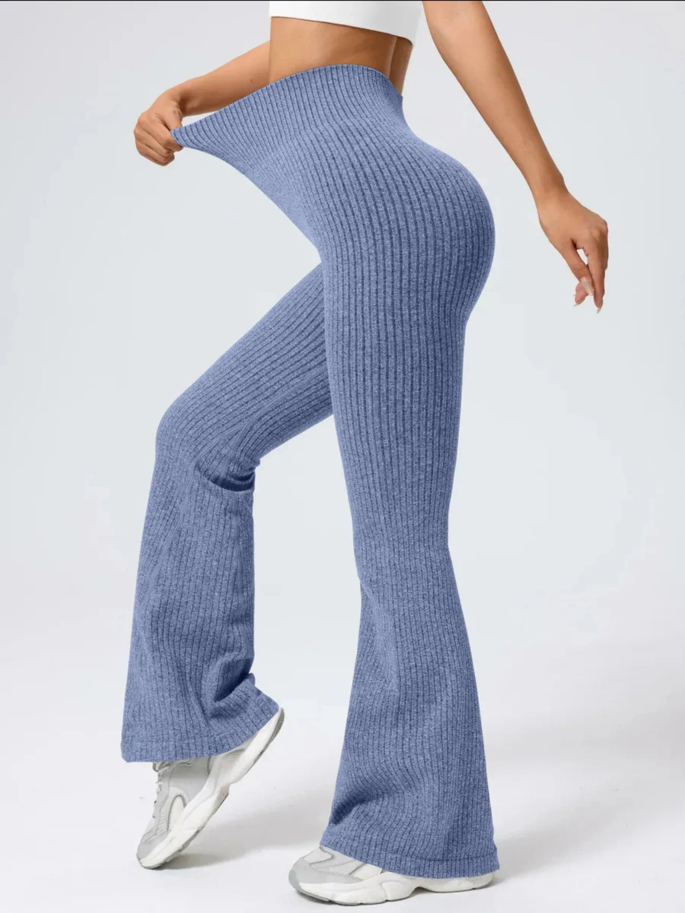 High‑Waist Stretch Bell‑Bottom Pants for Women – Slim Fit Workout & Casual Wear