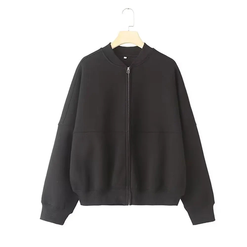 Damen 2-teiliges Set – Bomberjacke mit Reißverschluss & Weite Hose, Streetwear