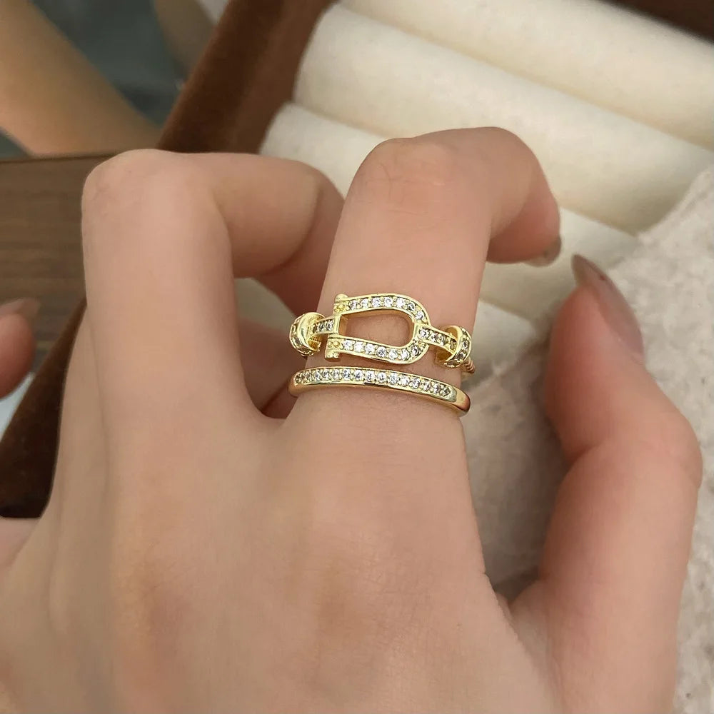 Korean Style Doppelring für Damen – Trendy, Zweischichtig, INS