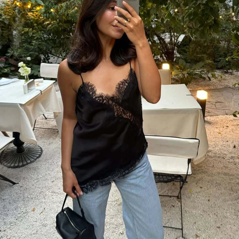 Damen Camisole Crop Top – Rückenfrei, Asymmetrisch, Sexy, Sommer