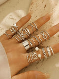 Damen Ring Set – Silber, Boho, Retro, Herz, Schmetterling, Geometrisch, Geschenk