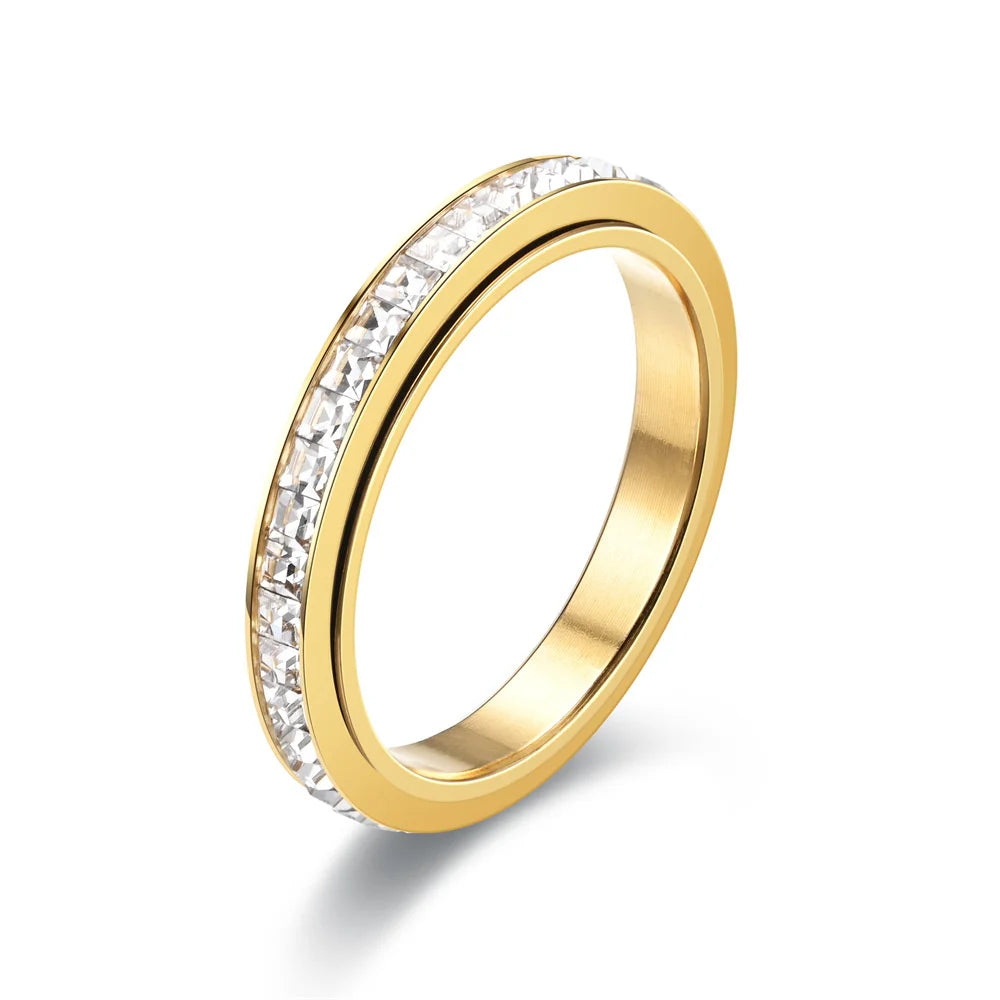 Anti-Stress Spinner Ring für Damen – 4mm, Edelstahl, Gold & Silber, Zirkonia