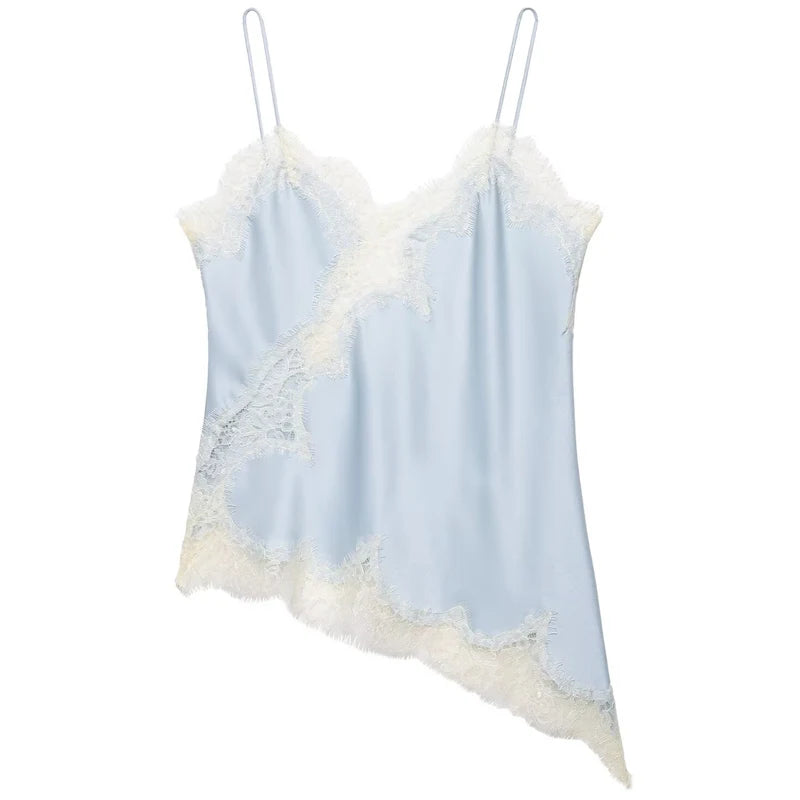 Damen Camisole Crop Top – Rückenfrei, Asymmetrisch, Sexy, Sommer