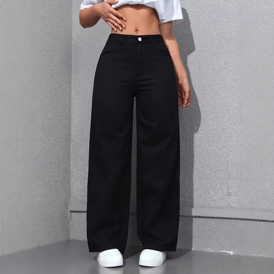 High‑Waist Wide‑Leg Damenjeans S‑5XL – Lockerer Straight Fit aus Denim