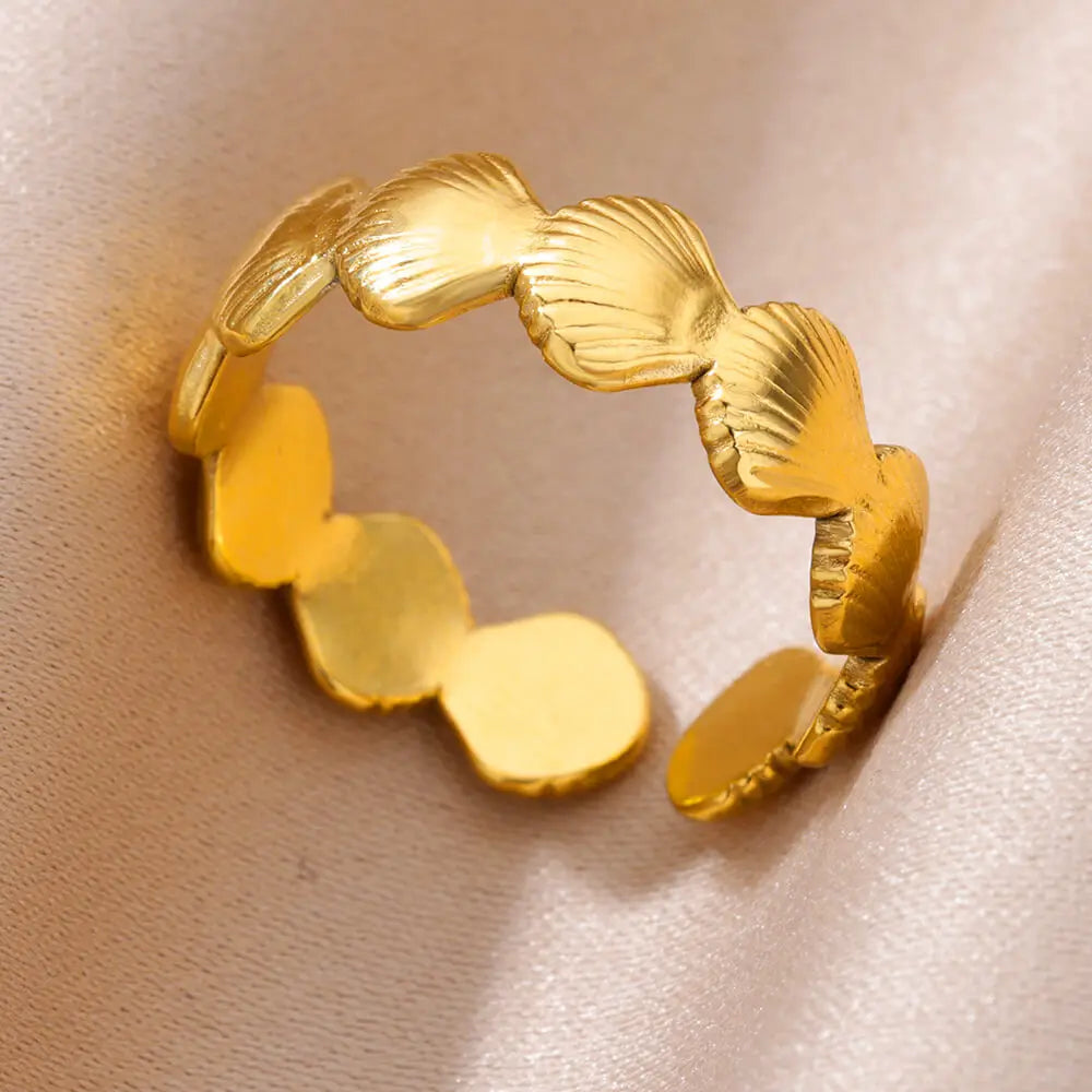 Edelstahl Ringe für Damen – 316L, Verstellbar, Muschel-Design